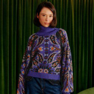 Brand New Unworn Farm Rio Martin Scarf Sequin Sweat with Tags and Original Box